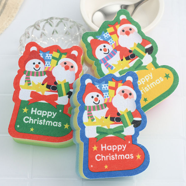 クリスマス・ダイカットキッチンスポンジ(1コ入)