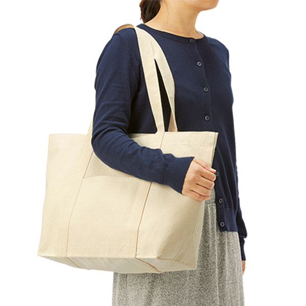 キャンバスビッグトート 仕切りポケット付 ナチュラル