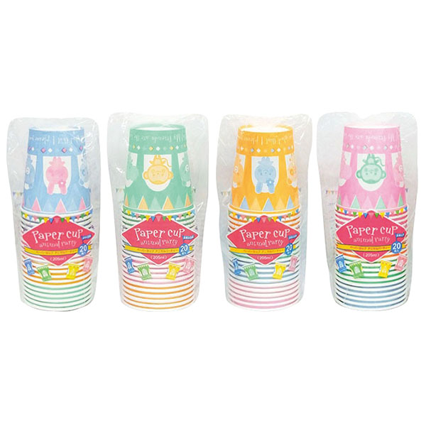 ペーパーカップ アニマルパーティー 205ml 20個