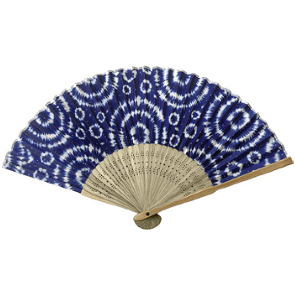 すす竹扇子 藍色染しぼり