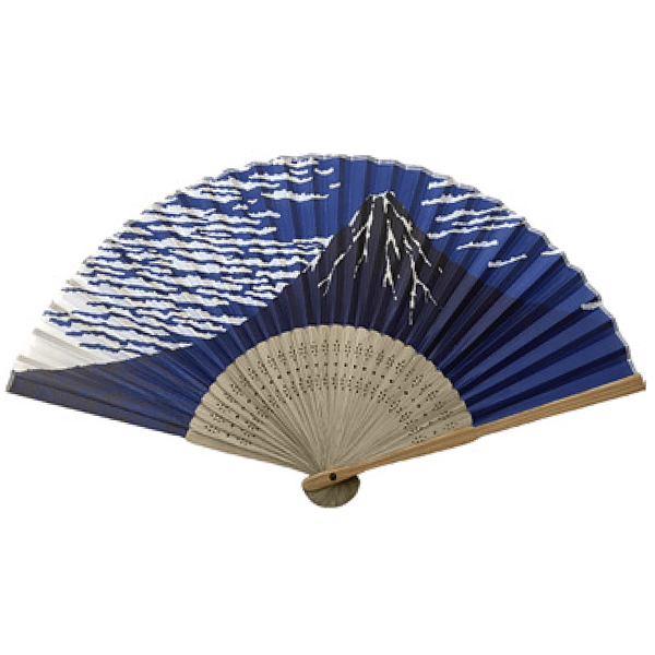 すす竹扇子 藍色染富士